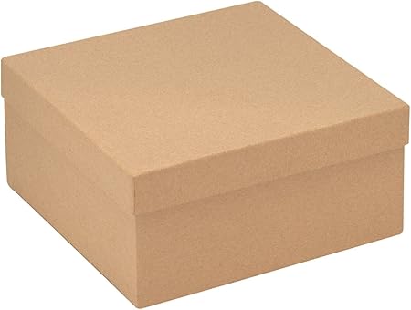 Glorex - Caja cuadrada de cartón natural, 23,5 x 23,5 x 11 cm: Amazon.es: Hogar