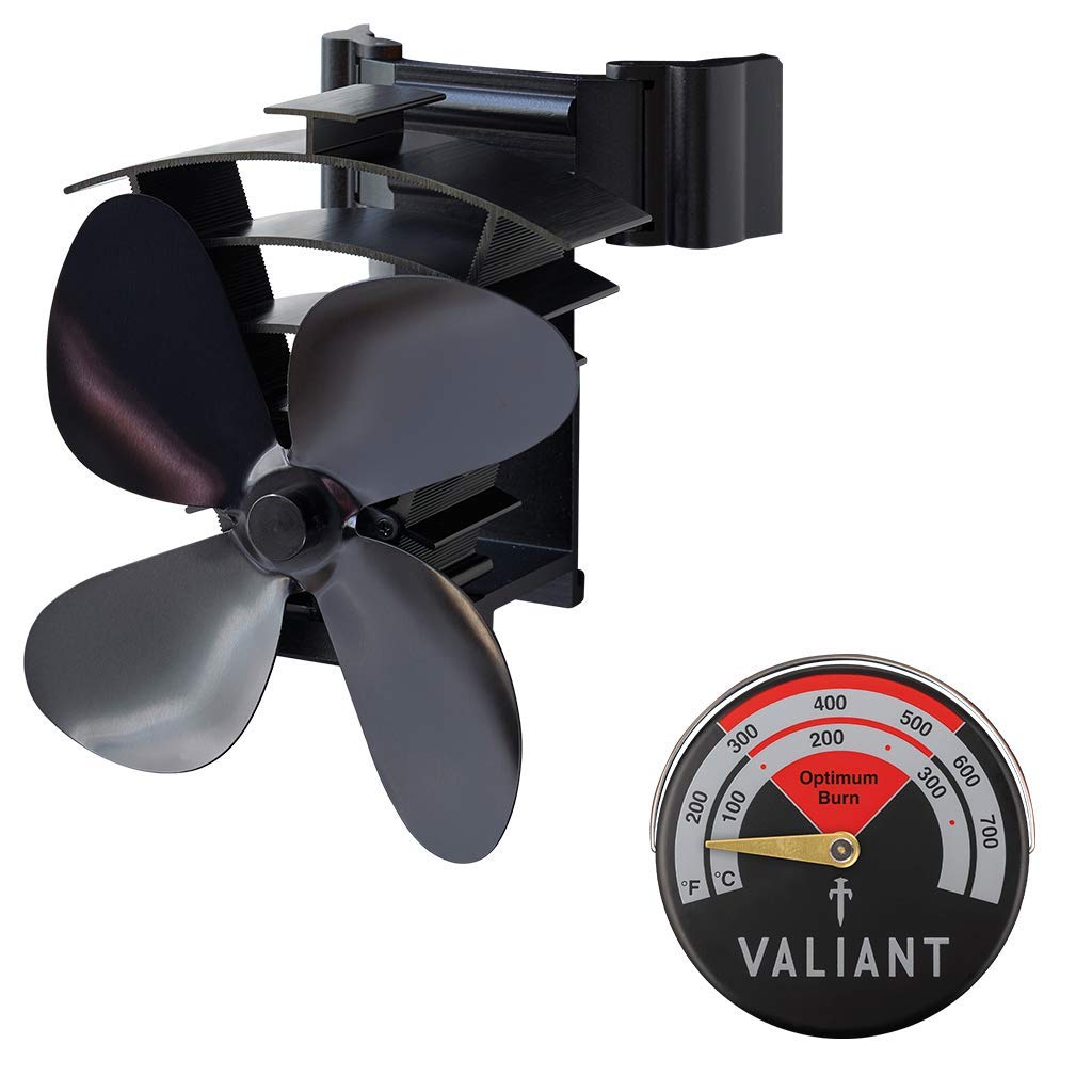 Valiant Magnetic Flue Pipe Stove Fan and Red Thermometer Twin Pack
