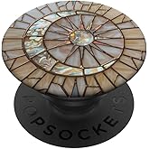 Celestial Moon and StarsStained Glass Mosaic Vintage Pearl PopSockets Adhesive PopGrip