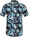 Hawaiian Shirt for Men, Flamingo Shirt, Tropical Shirts for Men Summer Short Sleeve Button Down (X-Large, Black Grey)