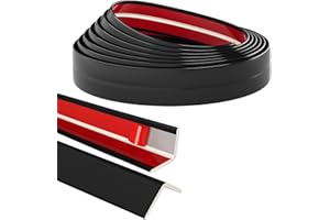 Raycity 22 Feet Flexible Inside & Outside Corner Trim Molding Peel and Stick Molding 90° External Corner Guards Trim for Tile and Wall Edges Gaps, Furniture and Wall Repair-Black/0.06" (H)*1.6" (W)