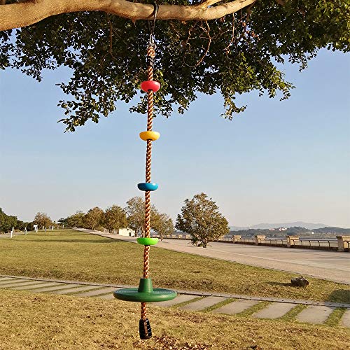 LONGTAI Climbing Rope Tree Swing Set with Multicolor Platforms and Disc