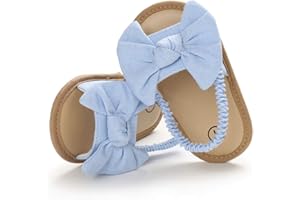 COSANKIM Infant Baby Girls Summer Sandals with Flower Soft Sole Newborn Toddler First Walker Crib Dress Shoes