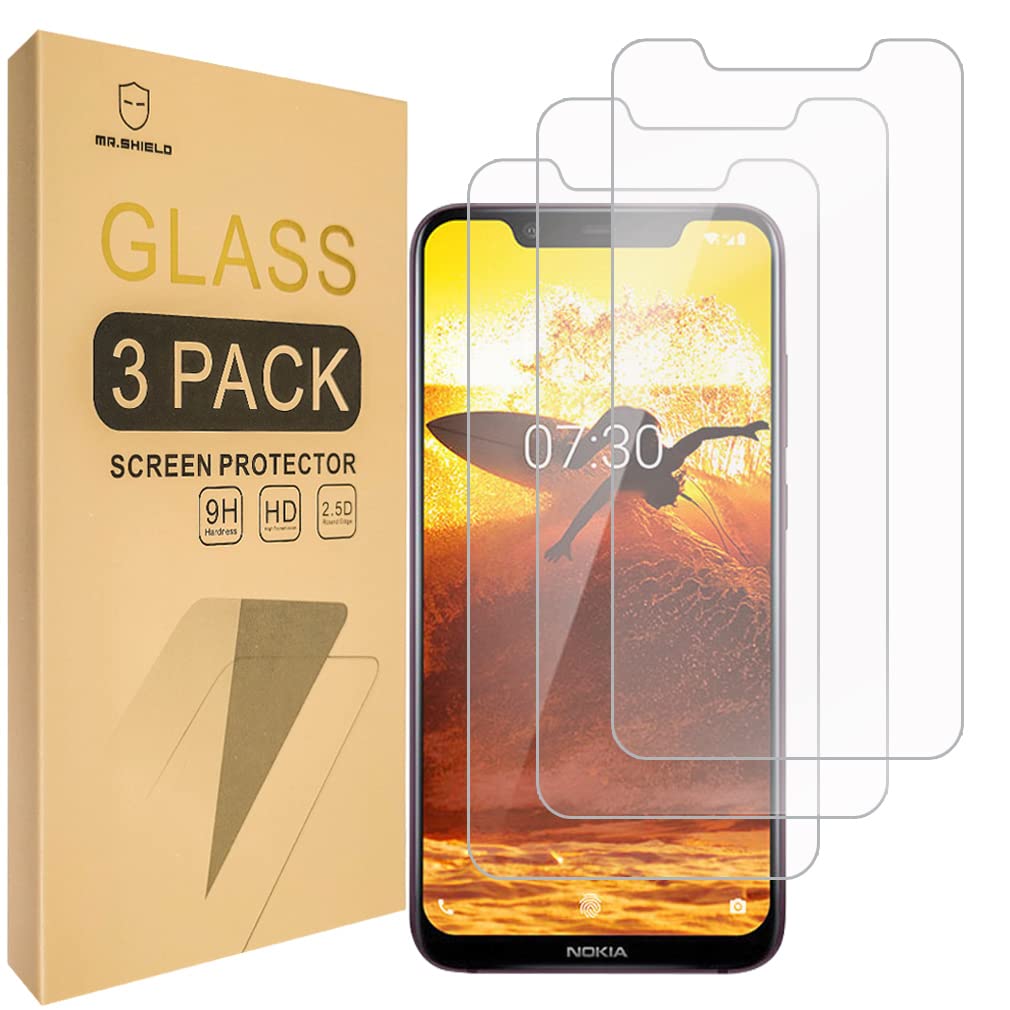 Mr.Shield Screen Protector For Nokia 8.1 [Tempered Glass] [9H Hardness] [3-Pack] Screen Protector