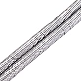 Cheriswelry 370pcs/strand 6x1mm Flat Round Metal Heishi Beads Spacer Platinum Non-Magnetic Synthetic Hematite Flat Disc Coin Loose Beads for Surfer Bohemian Jewelry Making Supplies