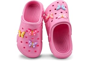 HOEASE Cute Butterfly-Themed Lightweight Girls' Clogs, Platform Soft Sole Closed Toe EVA Home Garden Clog Shoes, Two-Way Wear Breathable Beach Clogs, Trendy Non-Slip Slip-On Sandals for Outdoor Indoor