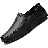 Go Tour Men's Premium Genuine Leather Casual Slip on Loafers Breathable Driving Shoes Fashion Slipper
