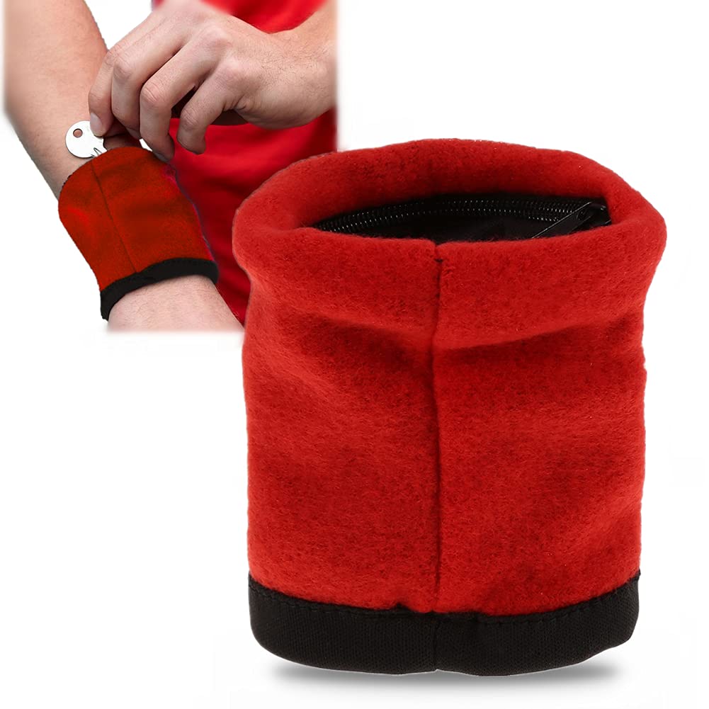 Wrist Wallet Pouch, Zipper Wristbands Sweatband with Pocket, Exercise Gym Wristband Wallet, Store Key ID Cards Coins for Men & Women Outdoor Sports Walking Hiking Running Travel, Red