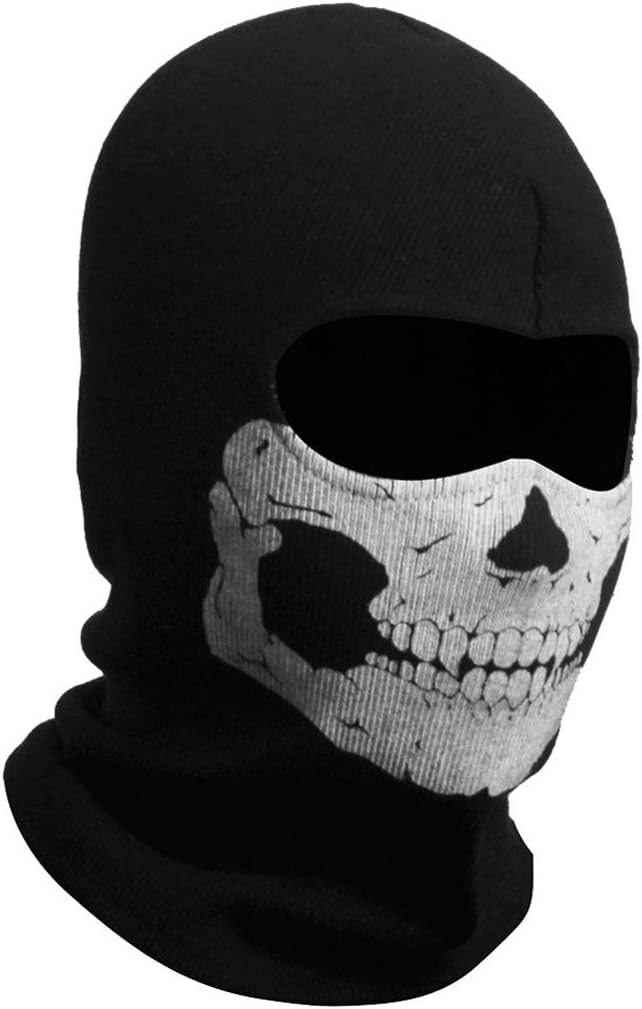 Nuoxinus Black Balaclava Ghosts Skull Full Face Mask for Cosplay Party Halloween Outdoor Motorcycle Bike Cycling Skateboard Hiking Skiing Snowmobile Snowboard: Automotive