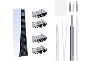 Mcbazel HDMI Port Replacement Kit for PS5 – 4 Ports + Installation Tools (T8, Ph0, Flathead Screwdrivers, Tweezers, Pry Tools