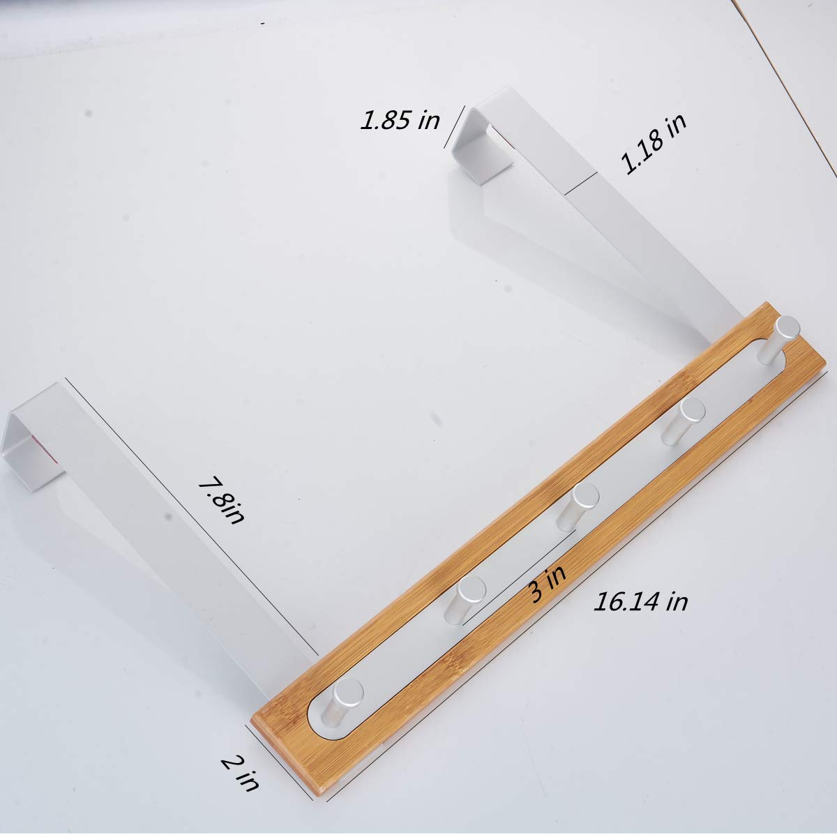 KeepTpeeK Over The Door Hook Hanger Organizer for Coats, Hoodies, Hats, Scarves, Purses, Leashes, Bath Towels & Robes Men and Women Clothing Rack 5 Hooks (Silver)