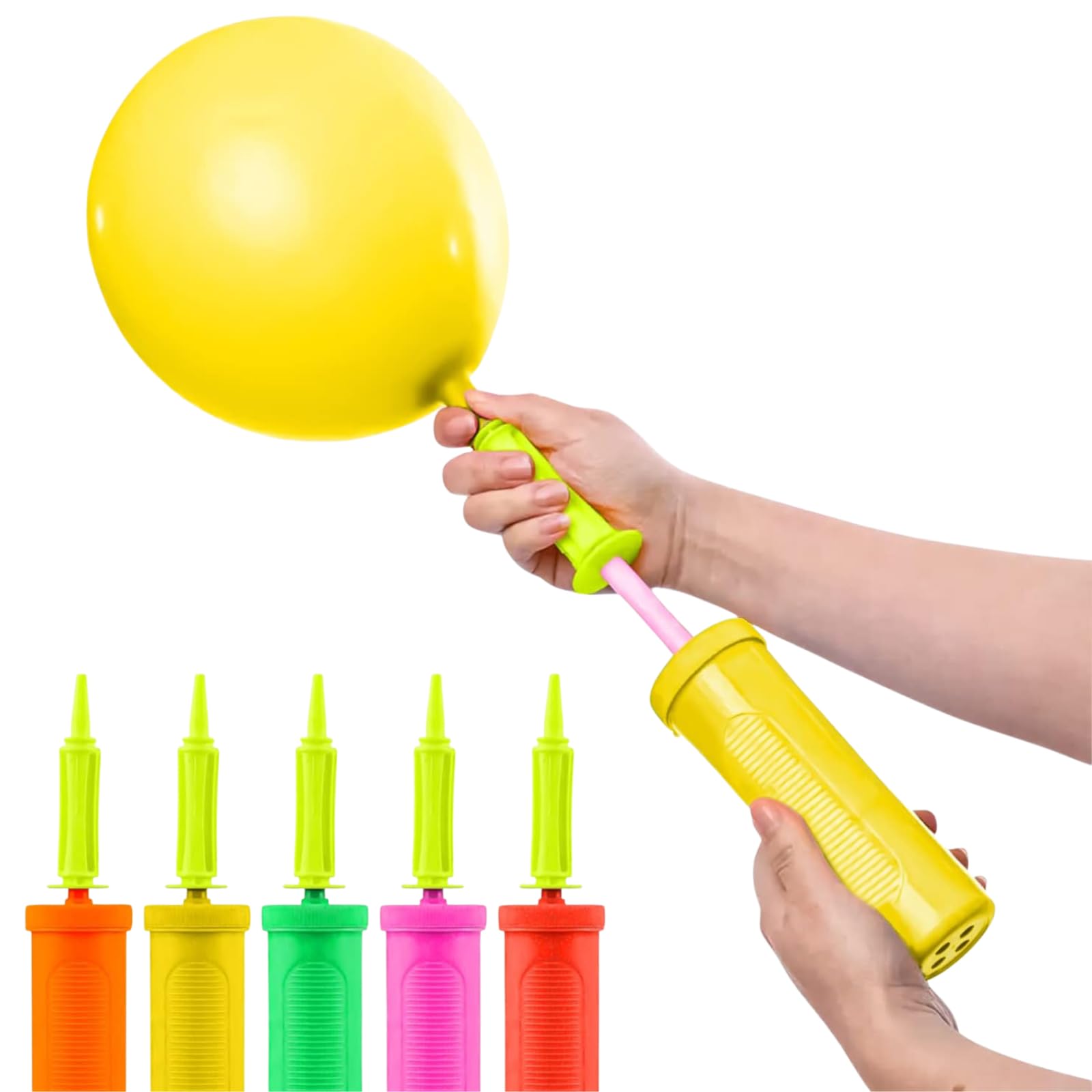 AEX Balloon Pump, Hand for Balloon Arch Kit, Manual Balloon Pump, Perfect for Balloon Arch, Fitness and Yoga Balls (Yellow)