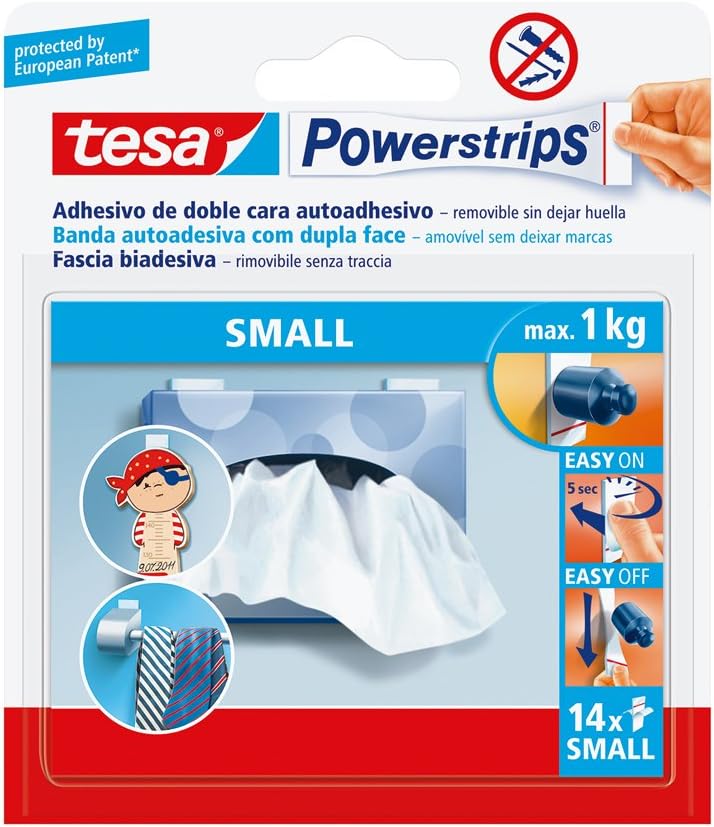 tesaPowerstrips 585600000001 14 ablösbar biadhesive Streifen, klein