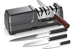 Electric Knife Sharpener, 3-Stage Diamond Knife Sharpener for Kitchen Knives 20° Precise Angle, 40S Quick Sharpening & Polish