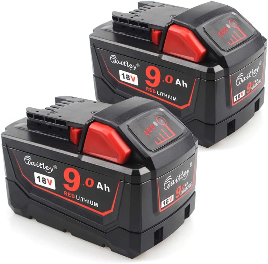 2PACK-QUPER 18V 9.0Ah Lithium-ion Replacement Battery for Milwaukee M18 48-11-1850 48-11-1852 48-11-1820 48-11-1828 48-11-10 XC Redlithium Cordless Tools Battery