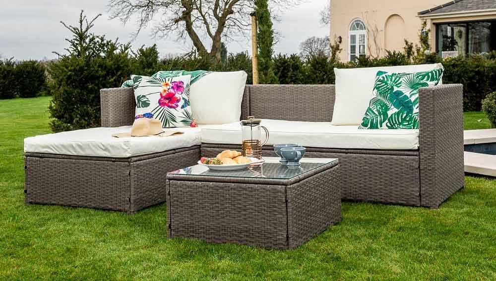 Sue Ryder Corner Modular Rattan Garden Furniture Set Ottoman Sofa