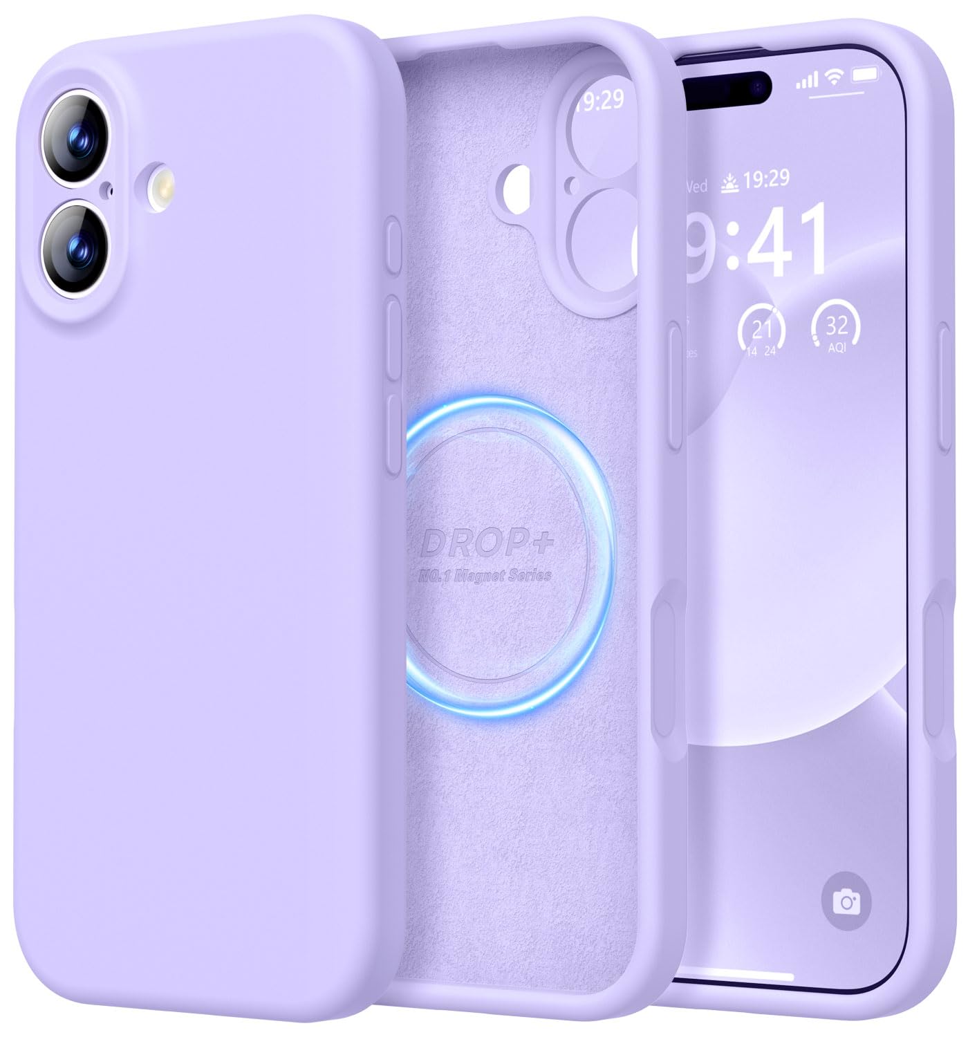 Photo 1 of LOVE 3000 Designed for iPhone 17 Case, Premium Silicone [Compatible with Magsafe][Soft Anti-Scratch Microfiber Lining] Shockproof Protective Phone Case for Men Women 6.3", Light Purple