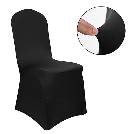 Deconovo 20 Stück Stretch Stuhlhussen mit Gummiband Stuhlhussen Schwarz Stuhlhussen in Schwarz