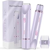 Women Bikini Trimmer, Dual-Head Hair Trimmer for Women,2-in-1 Bikini Shaver with Ceramic Blade Heads & Type-C Charging Port, Electric Razors for Women Pubic Hair,Underarms,Legs,Arms,Face (Purple)