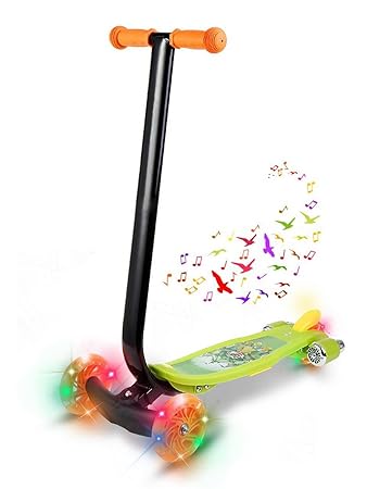 Creine Big Wheel Scooter Kinder, Kinderroller Tretroller Cityroller Kick-Scooter Klappbar Faltbar Höhenverstellbar mit 3 LED 