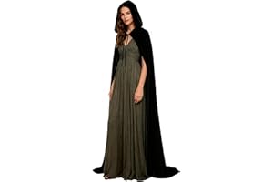 JEGERMIG Women‘s Full Length Witch Cloak Character Velvet Cape Fancy Cosplay Costume