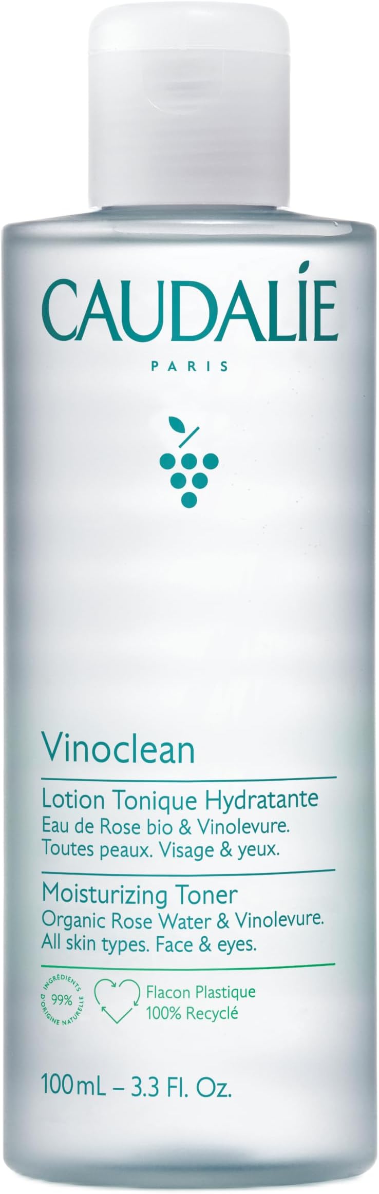 Caudalie Vinoclean Moisturizing Toner 100 mL Alcohol Free 99% Natural