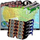 EclipSpecs 2017 Solar Eclipse Viewing Glasses with Poster - Safe for Sun Watching in Total or Partial View - Safety Spectacles fit over Prescription Shades - Kids Adult - CE & ISO Certified - USA Made