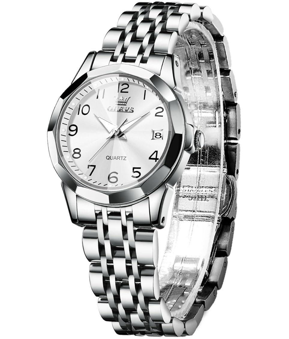 OLEVS Womens Watches Small Face Ladies Watches for Women with Day Date Diamond Silver Gold Two Tone Stainless Steel Waterproof Analog Reloj para Mujer Classic Fashion Dress Quartz Womens Wrist Watch