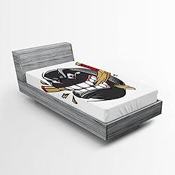 Ambesonne Hockey 2 Pack Fitted Sheet, Cartoon Puck