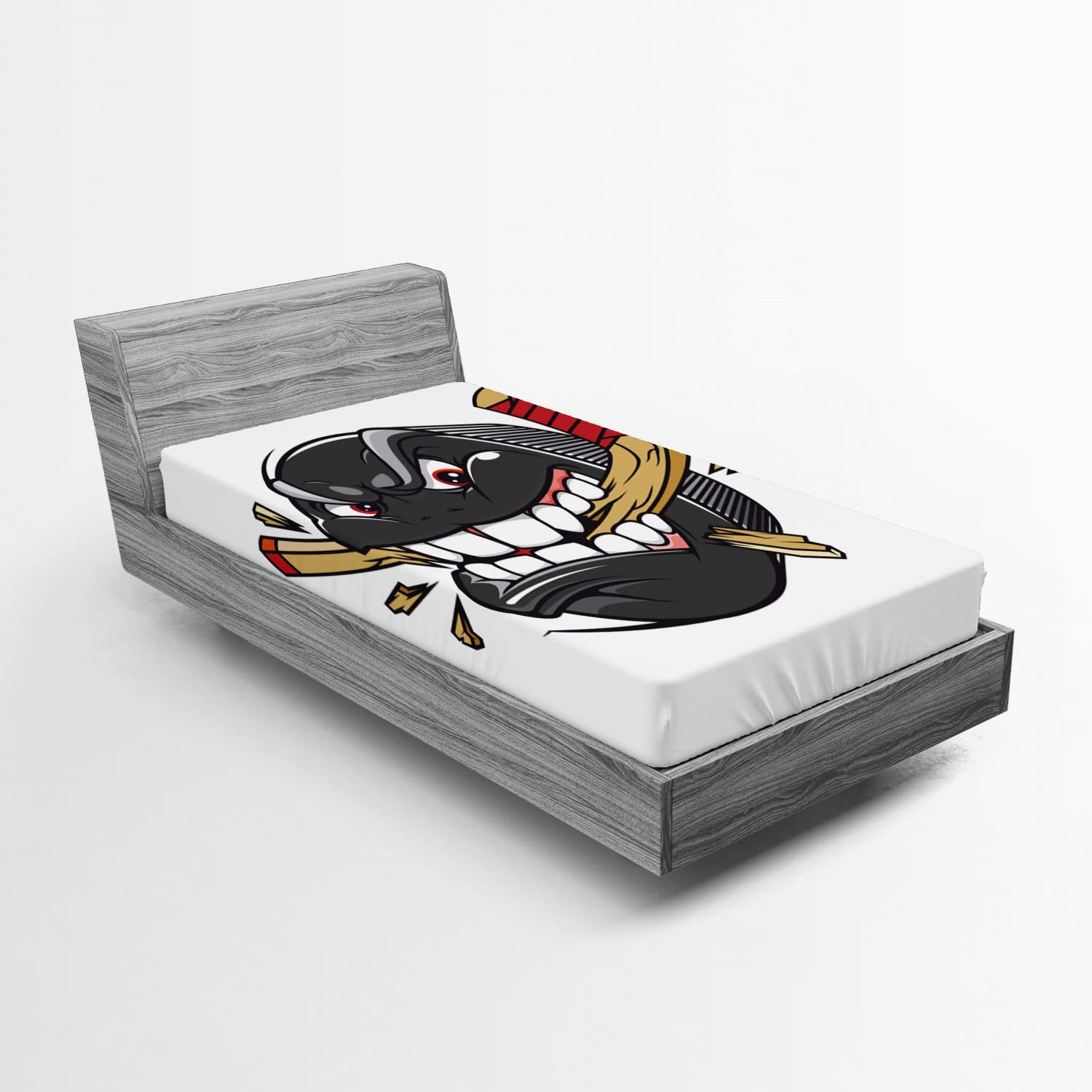 Ambesonne Hockey 2 Pack Fitted Sheet, Cartoon Puck