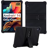 HminSen Case for Urao C107 Tablet, Kids Friendly Soft Silicone Adjustable Stand Cover for MUISOO MUIC107 10.1 inch Tablet (Black)