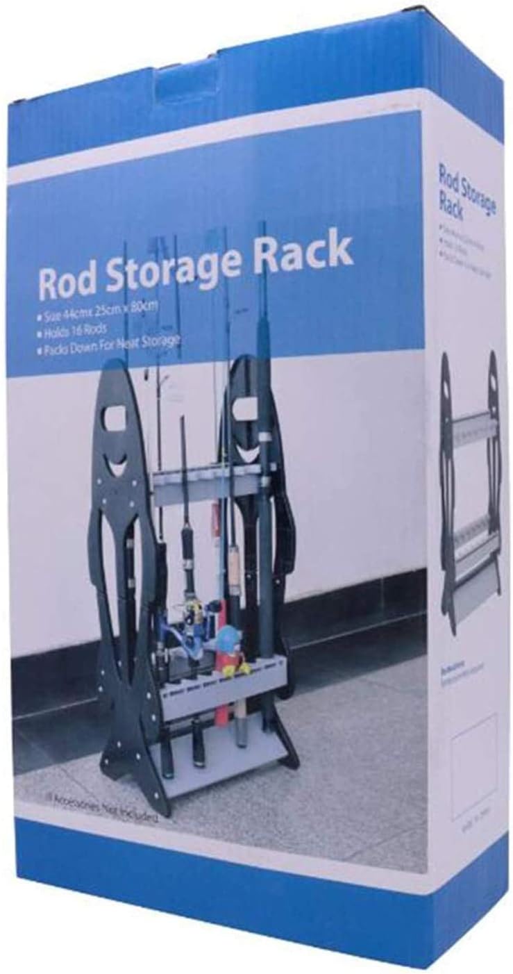 16 Fishing Rod Holder Storage Rack, Fishing Pole Stand Garage Organizer Holds Any Type of Rod or Hiking Sticks Keep It Steady: Home Improvement