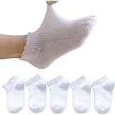 Looching 5 Pack Baby Girls Boys Mesh Thin Socks Cotton Low Cut Kids Toddler No Show Ankle Socks 1-12T Soft White/Multicolor