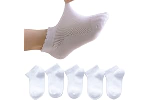 Looching 5 Pack Baby Girls Boys Mesh Thin Socks Cotton Low Cut Kids Toddler No Show Ankle Socks 1-12T Soft White/Multicolor
