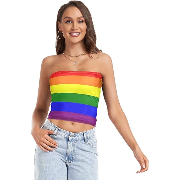 Gay Pride Flag LGBT Rainbow Flag Womens Tube Tops Crop Tops Sexy