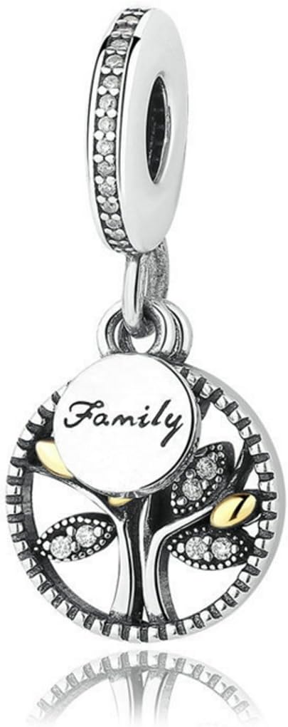 Family Heritage Pendant Charm in 925 Sterling Silver Gold and Silver Two tone