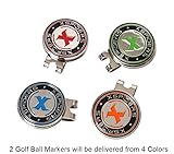 Xspiders Two Sets of Magnetic Golf Ball Markers Hat Clip Slope Putting Level Marker Coin Type Total 4 Colors Random Color Shipped Brand