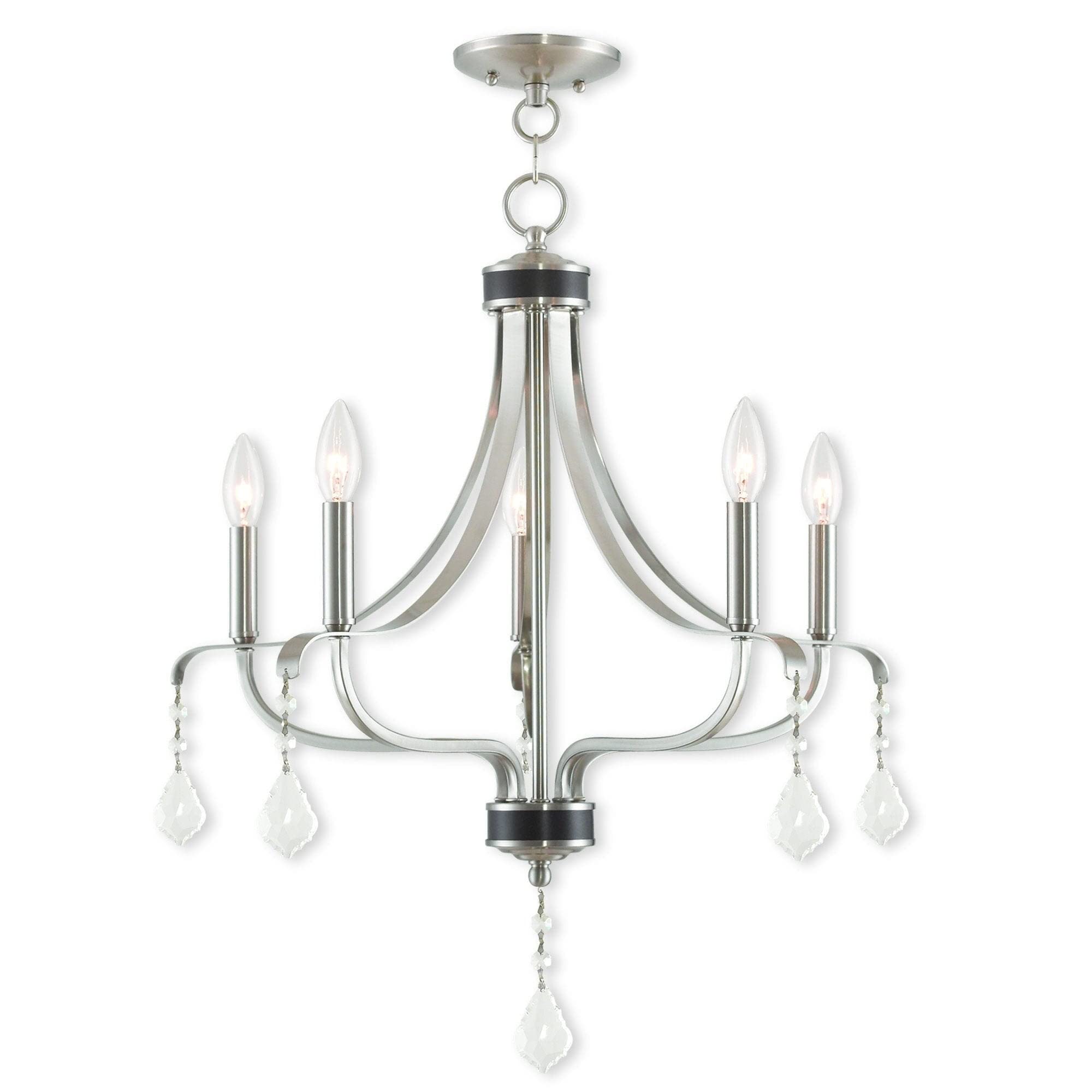 Photo 1 of ***FACTORY SEALED***Livex Lighting 40785-91 Transitional Five Light Chandelier from Laurel Collection in Pwt, Nckl, B/S, Slvr. Finish, Brushed Nickel