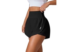 LALA BIRDS Women's Athletic Running Shorts High Waisted with Pockets, Women 3" Workout Dolphin Gym Yoga Beach Shorts