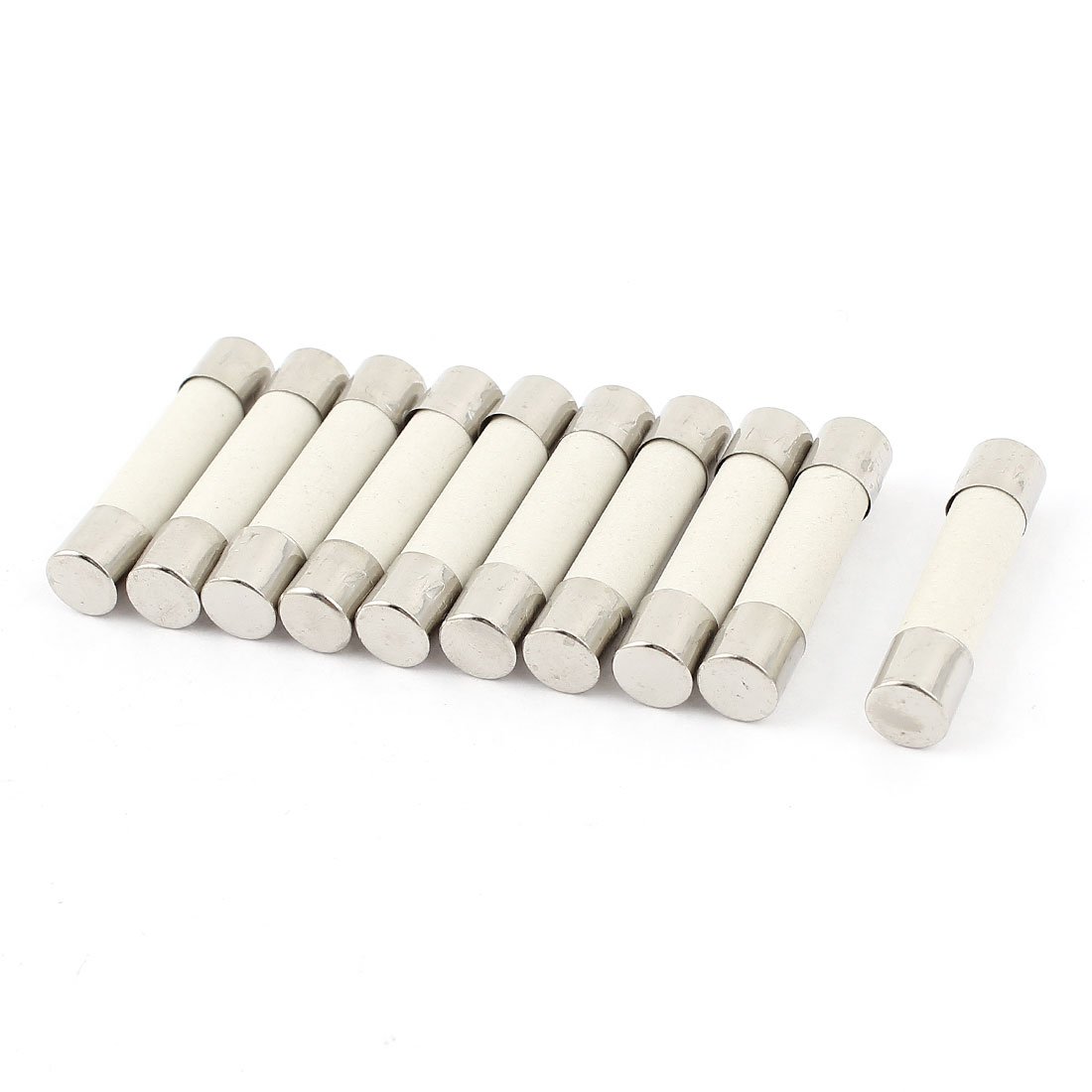 Sourcingmap 10 Pcs AC 250V 15A 6x30mm Fast Blow Cylindrical Ceramic Tube Fuses
