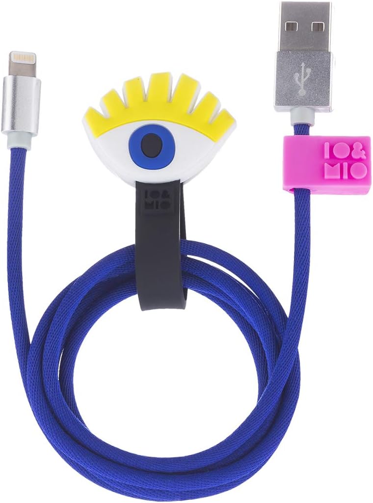 Io&Mio USB-Lightning Data Cable for iPhone iPad and Airpods with Cable Keeper Blue Eye Design MFI Certified (Made for Apple)