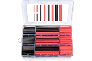 MILAPEAK 270 PCS Heat Shrink Tubing Kit - 3:1 Ratio Adhesive Lined, Marine Grade Shrink Wrap - Automotive Industrial Heat-Shrink Tubing - Black, Red