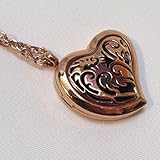 Aromatherapy Essential Oil Diffuser Necklace Jewelry ~ Elegant Heart Style - Hypo-Allergenic 316L Surgical Grade Stainless Steel Locket Pendant Necklace - Includes 3 Washable Pads (Rose Gold)