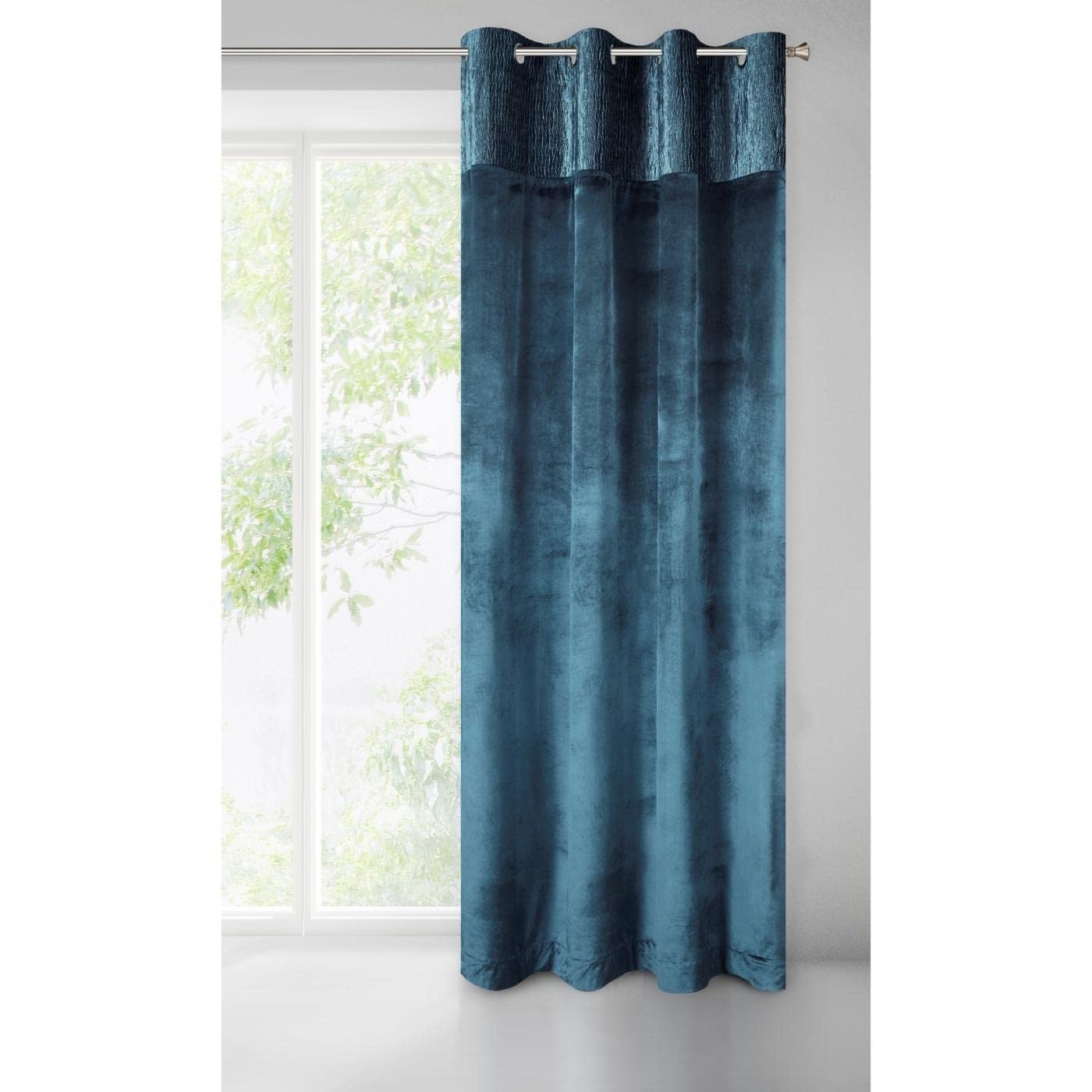 Eurofirany Evelyne Curtain Velvet Eyelets Shiny Trend Elegant Bedroom Living Room Navy Blue 140 x 250 cm