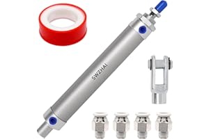 SWZHAI Pneumatic Cylinder 25mm Bore 125mm Stroke, Mini Pneumatic Air Cylinders Double Action Single Rod Air Cylinder with Y Connector & 4 Pcs Pneumatic Quick Fitting (MAL25x125)