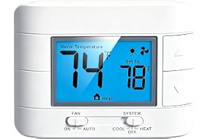 Aowel Non-Programmable Thermostats for House, Single-Stage 1 Heat/ 1 Cool, Simple Thermostat, Temperature Control with Humidity Display.