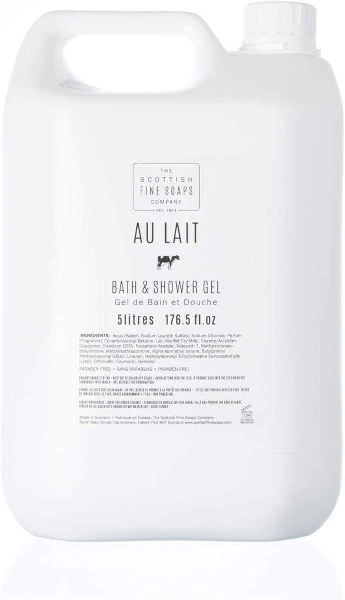 Scottish Fine Soaps Commercial 5L Bulk Au Lait Bath & Shower Gel Refill