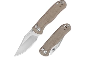 Kizer Drop Bear 2 Pocket Knife, 2.96" Nitro-V Clip Point Blade Folding Knife with Brown Micarta Handle, Button Liner Lock EDC Knives with Jimping on Spine for Men Women V3619.2CC1