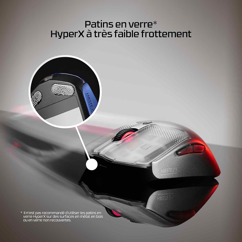 Pulsefire Haste 2 S Wireless, Souris Gaming sans Fil Ultra Légère 64 g, Coque en Alliage de Magnésium, Capteur HyperX 26K Jusqu’à 26 000 DPI, Autonomie Jusqu’à 120h, Patins en Verre, Bleu