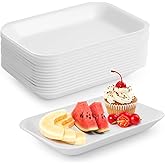 60 Pcs Crafts Foam Trays, White Foam Supermarket Disposable Poultry Meat Fruit Trays, BBQ Grill Roast Food Plates, Rectangle DIY Craft Painting Trays for Printmaking DIY Handicraft (8 x 4.7 x 1 in)